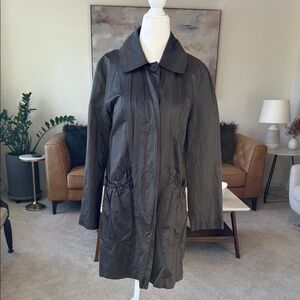 Lightly worn! DKNY Slate Grey Crinkle Raincoat Trenchcoat